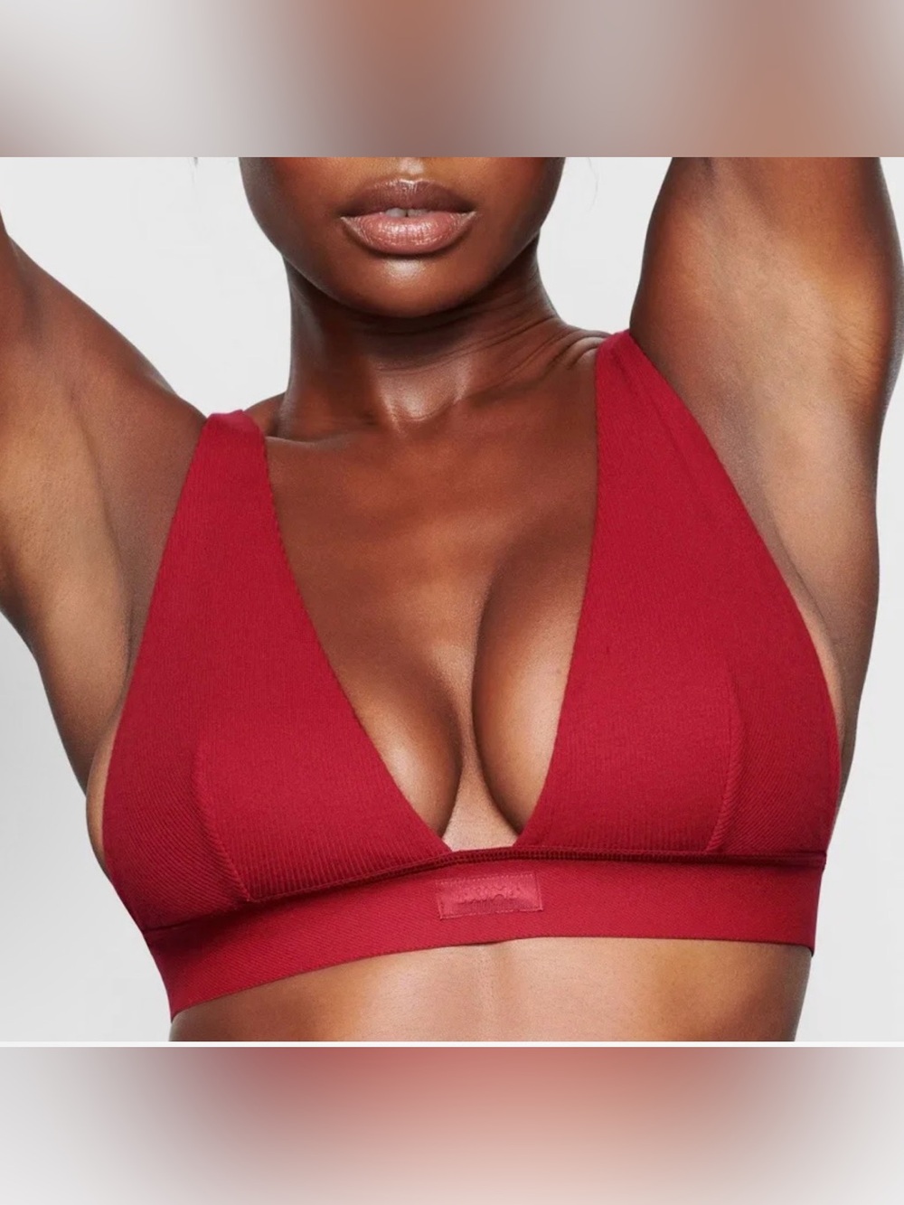 SKIMS Cotton Ribbed Plunge Bralette